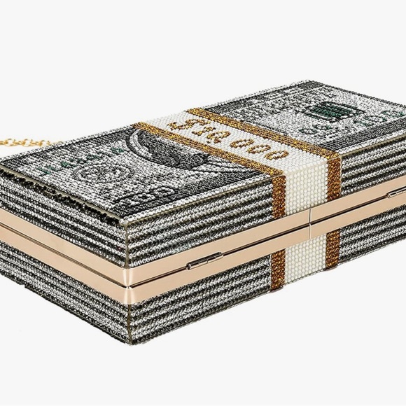 Clutch MoneyBag Rhinestone Custom Couture Handbag NWT - Picture 1 of 3